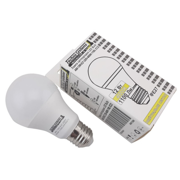 Светодиодная лампа TNSy LED Bulb-A60-12W-E27-220V-4000K-1100L ICCD (TNSy5000041) - фото №2