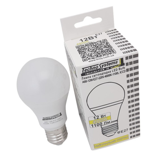 Светодиодная лампа TNSy LED Bulb-A60-12W-E27-220V-4000K-1100L ICCD (TNSy5000041) - фото №3