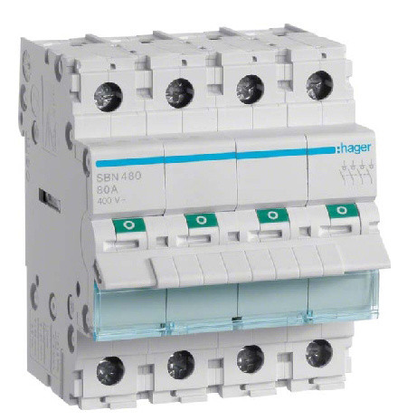 Выключатель нагрузки Hager SBN480 4P 80А/400В 4м