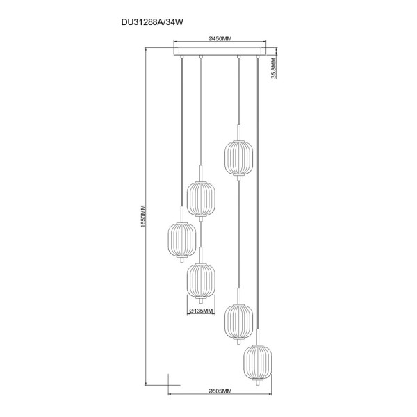 Підвісний світильник, люстра Zuma Line 5905316693524 Akari LED 6x34W 3000K/4500K/6500K 2141Lm IP20 золотий - фото №1