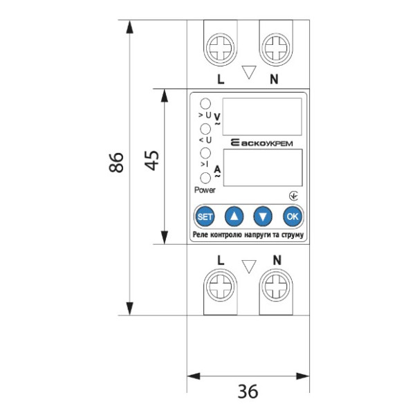 Реле контролю напруги та струму Аско-Укрем RKV 2P 40A - фото №3