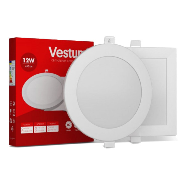 Круглий вбудований світильник Vestum 1-VS-5109 12Вт 6000K - фото №1