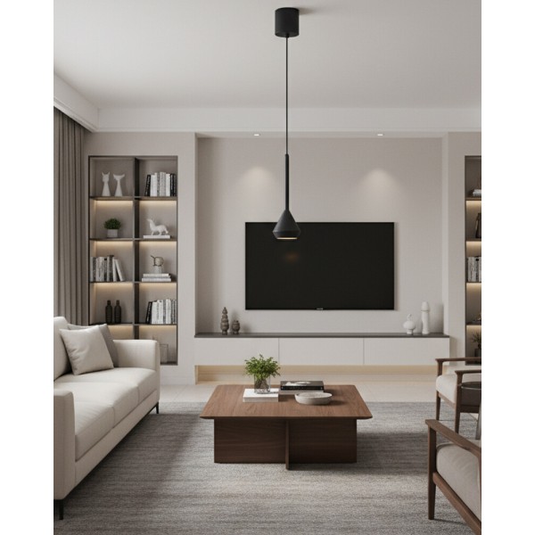 Подвесной светильник, люстра Kloodi PE-BONNY195 5W 3K 24D BK LED 350Lm IP20 черный - фото №1