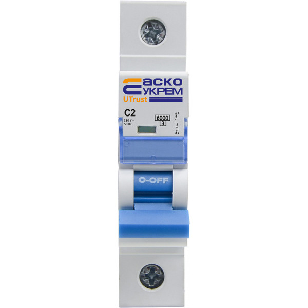 Автоматичний вимикач Аско-Укрем UTrust 1р 2А С 6kА (A0010210045) - фото №1
