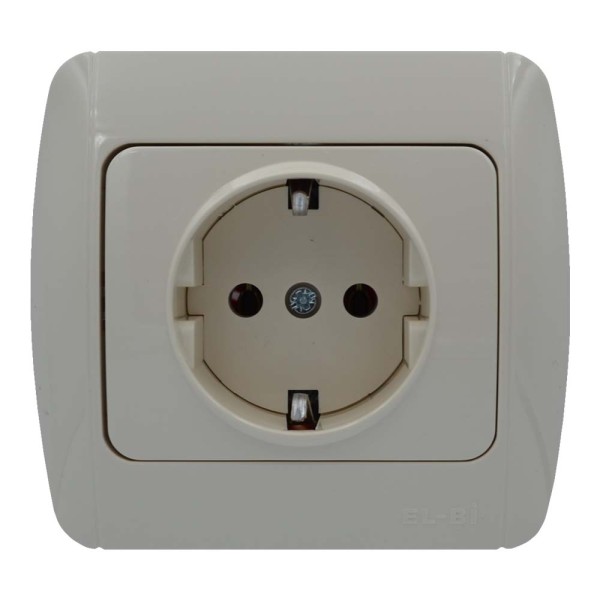 Розетка ELBI ZIRVE Fixline кремовая 1-я с заземлением (501-010301-217)