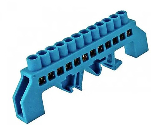 Універсальна шина TNSy ізольована «N» 2ШЛУ6х9-10 на DIN-рейку синя (TNSy5502998)