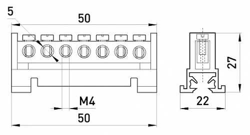 Нулевая шина E.Next e.bs.stand.1.7 7 отверстий (s025001) - фото №1