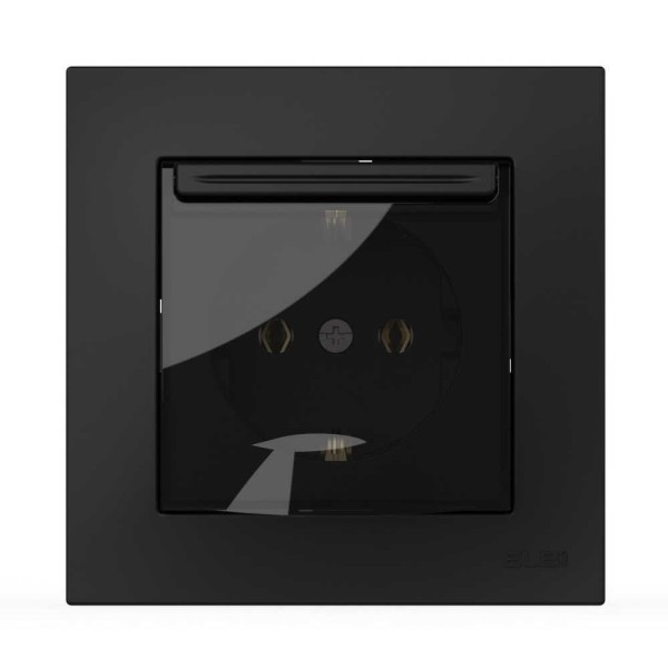 Розетка EL-BI VEGA черный мат 1-я с заземлением с крышкой ( 510-014800-218 )