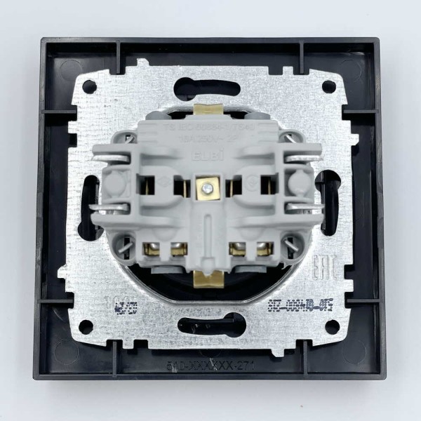 Розетка EL-BI VEGA черный мат 1-я с заземлением с крышкой ( 510-014800-218 ) - фото №5