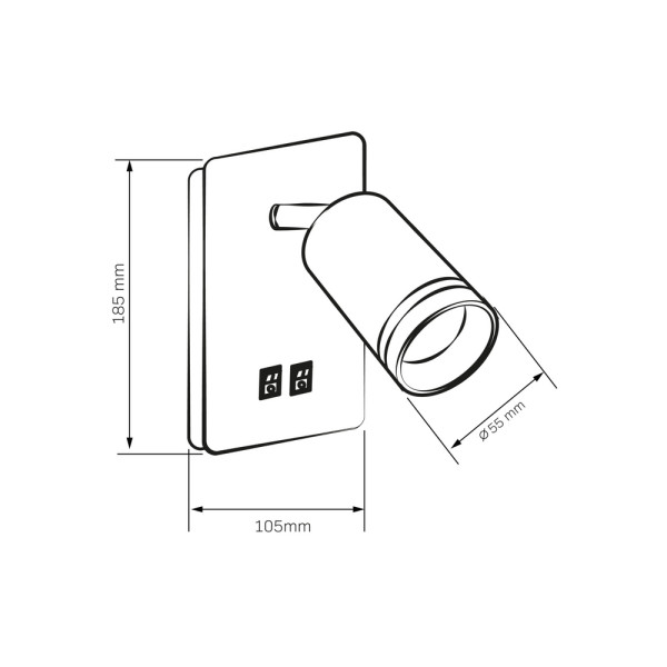 Бра, настенный светильник Goldlux 324368 Paris GU10+Led 2x10+6W IP20 BK - фото №3