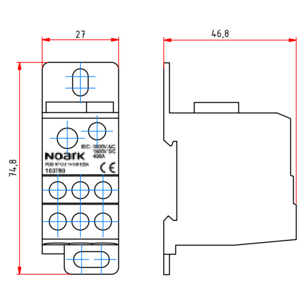 Распределительный блок NOARK PDB 1P CU 1+1x6 125A 1Р CU 125A (103780) - фото №1