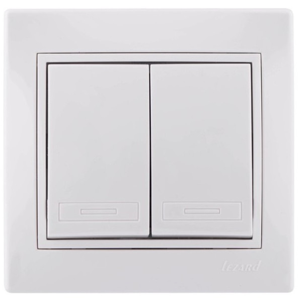 Выключатель 2-кл. белый Mira, Lezard