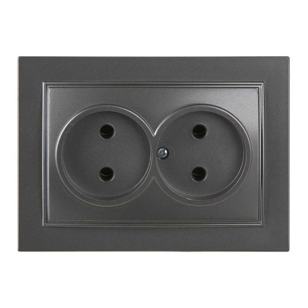 Розетка Nilson Thor антрацит 2-на без заземлення ( 27161024 )