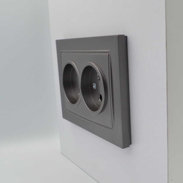Розетка Nilson Thor антрацит 2-на без заземлення ( 27161024 ) - фото №2