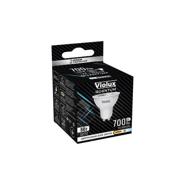 Лампа світлодіодна QUANTUM MR16 8W GU10 38° 4000K Violux ( 812230 ) - фото №1