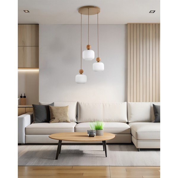 Подвесной светильник, люстра TK Lighting 11050 Ballo E14 3x10W IP20 бежевый - фото №1