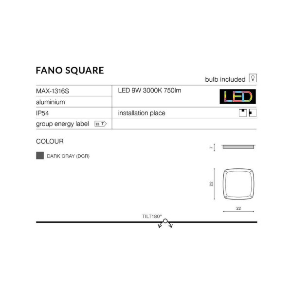 Вуличний світильник Azzardo AZ2186 Fano LED 1x9W 3000K 750Lm IP54 - фото №2