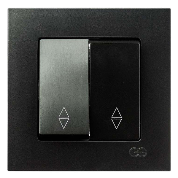 Перемикач прохідний 2-клавішний Gunsan Eqona чорний