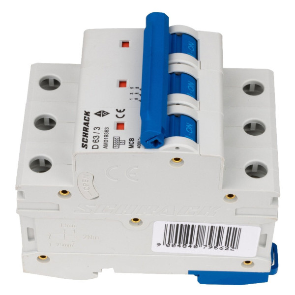 Автоматичний вимикач Schrack AM019363 10кА 63А 3P х-ка D - фото №3