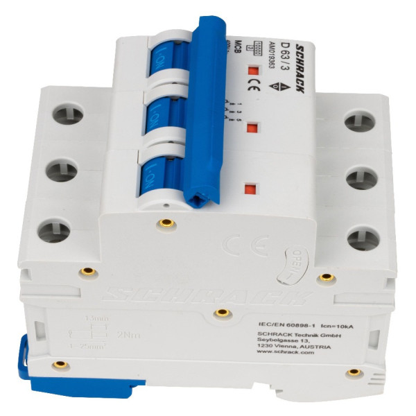 Автоматичний вимикач Schrack AM019363 10кА 63А 3P х-ка D - фото №6
