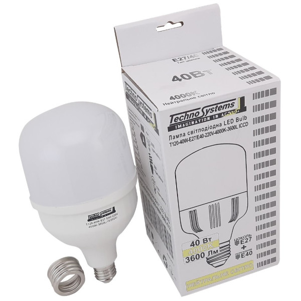 Светодиодная лампа TNSy LED Bulb-T120-40W-E27-E40-220V-4000K-4200L GOLDEN (TNSy5000260) - фото №3