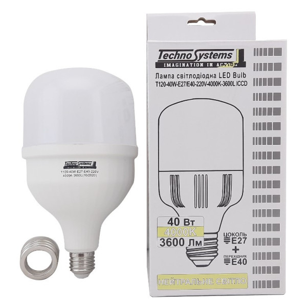 Светодиодная лампа TNSy LED Bulb-T120-40W-E27-E40-220V-4000K-4200L GOLDEN (TNSy5000260) - фото №4