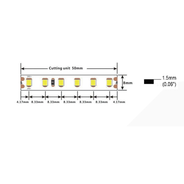 LED стрічка COLORS 120-2835-24V-IP65 8.4W 1010Lm 1900K 5м (D8120-24V-8mm-IP65-GW) - фото №2