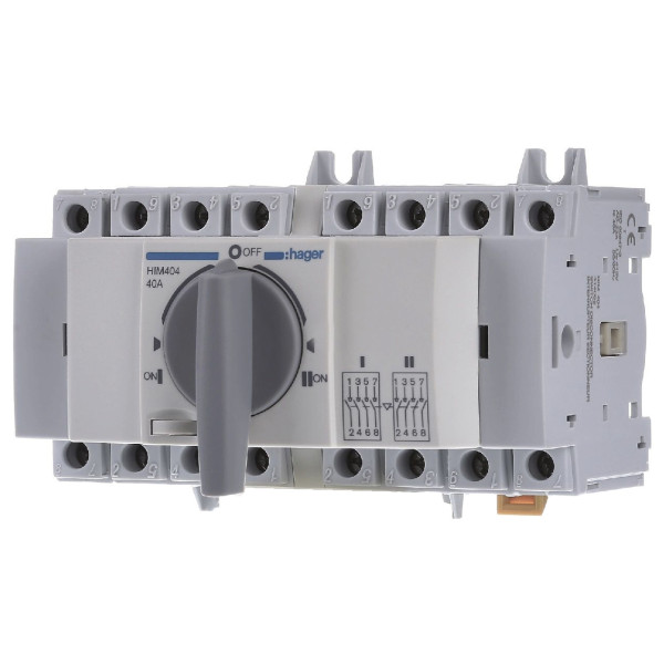 Перемикач Hager HIM404 I-0-II 40А 400/690В 4P 7м