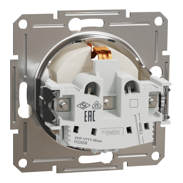 Розетка с заземлением Schneider Electric Asfora без рамки кремовая (EPH2970123) - фото №2