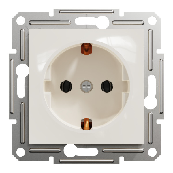 Розетка с заземлением Schneider Electric Asfora без рамки кремовая (EPH2970123) - фото №3