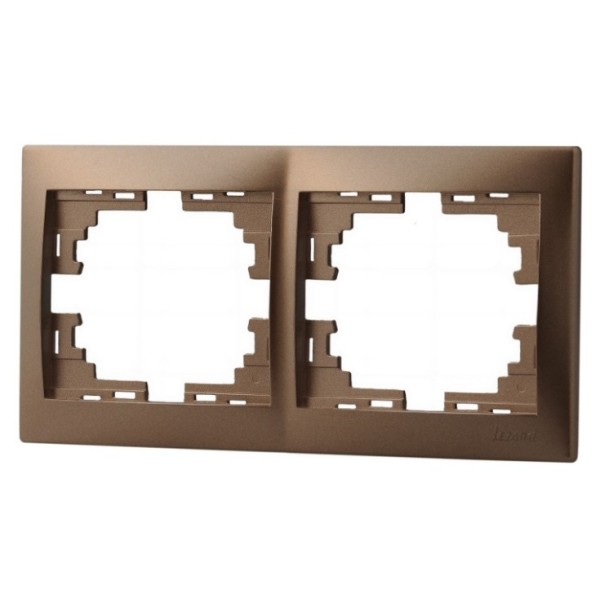 Рамка 2-местная горизонтальная светло-коричневая, Mira, Lezard