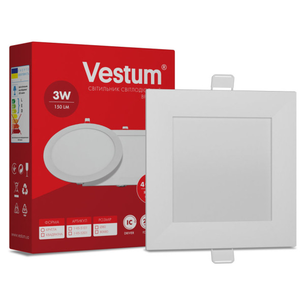 Вбудований світильник Vestum 1-VS-5201 3Вт 4000K - фото №2