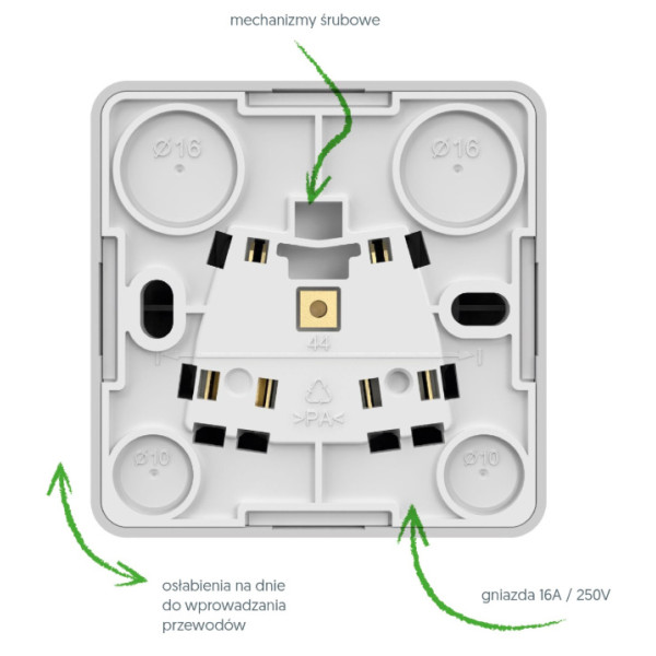 Одномісна розетка Elektro-Plast Berg 3740-00 (біла) - фото №2
