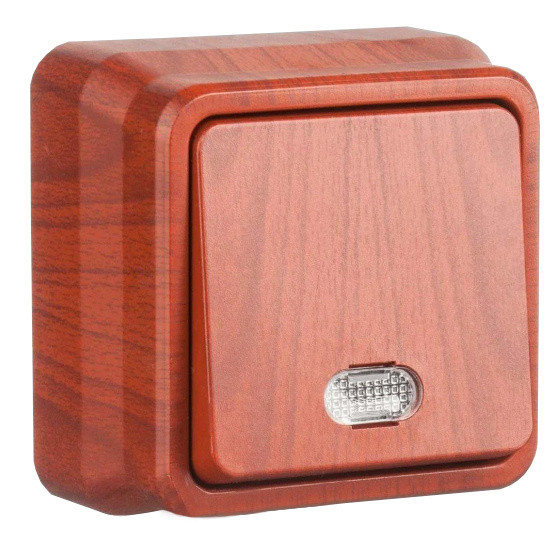 Одноклавішний вимикач Gunsan 1052400100102 Misya з підсвічуванням (черешня)