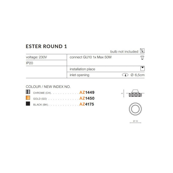 Точечный светильник Azzardo AZ1449 ESTER(GM2202-WHBK ) - фото №3