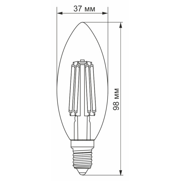 Світлодіодна філаментна лампа Videx Filament C37F E14 6Вт 3000K (VL-C37F-06143) - фото №2