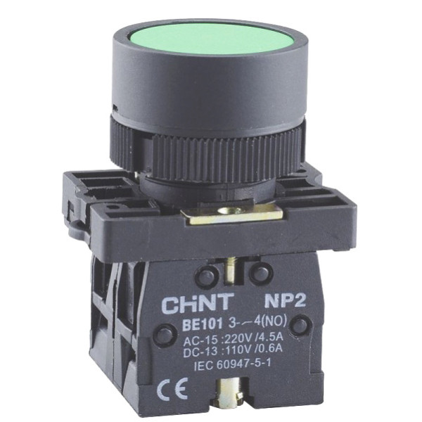 Пластикова кнопка Chint NP2-EA31 1NO зелена IP40 (574085)