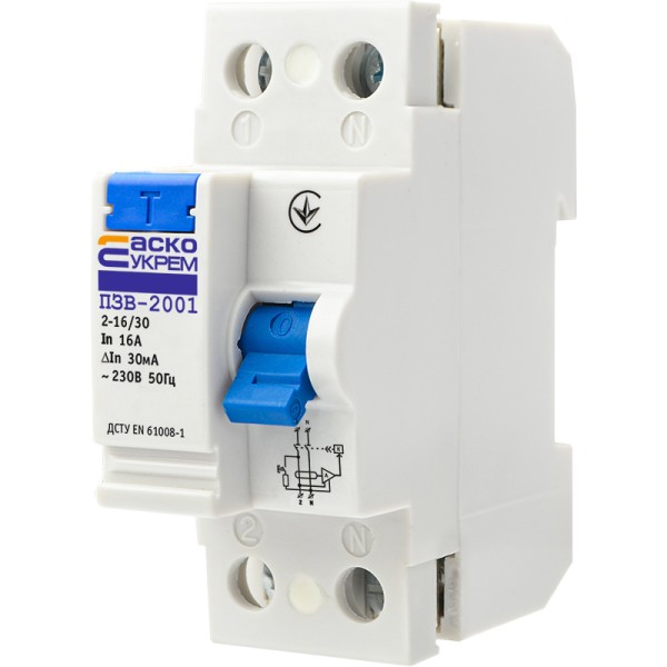 Пристрій захисного відключення Аско-Укрем ПЗВ-2001 1Р+N 16А 30мА (A0020010002) - фото №3