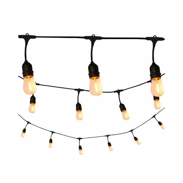 Гирлянда Goldlux 308191 Party F E27 10x6W 2200K 80Lm IP44 черная с лампочками накаливания - фото №2