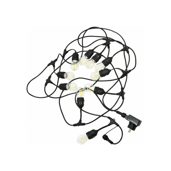 Гирлянда Goldlux 308191 Party F E27 10x6W 2200K 80Lm IP44 черная с лампочками накаливания - фото №4