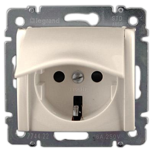 Механизм розетки с з/к и крышкой Valena слоновая кость