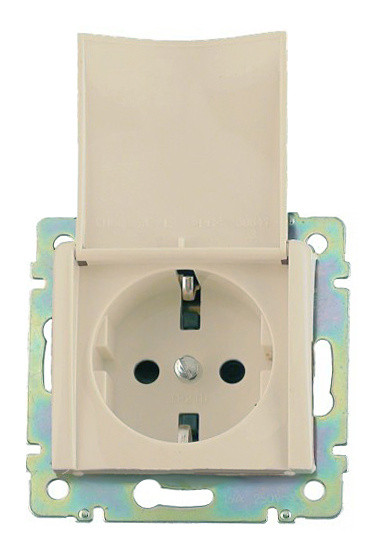 Механизм розетки с з/к и крышкой Valena слоновая кость - фото №1