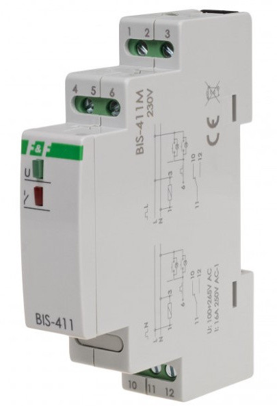 Бистабильное реле F&F BIS-411M 165-265В AC 16А с памятью состояния контактов