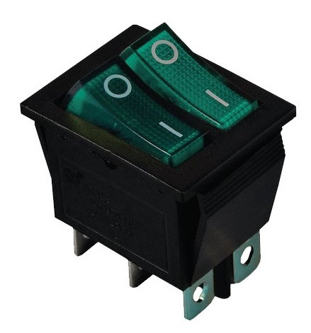 Переключатель TNSy KCD2-2101N G+G/B с подсветкой зеленый (TNSy5500812)