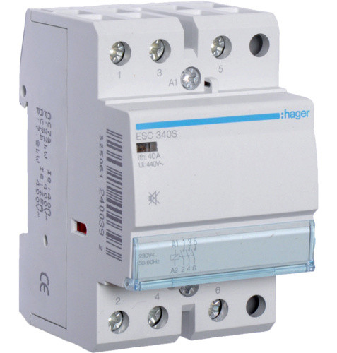 Бесшумный контактор Hager ESC340S 40A 3NO 230B