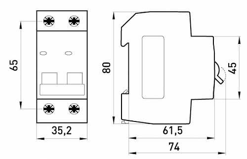 Модульный автоматический выключатель E.Next e.mcb.stand.45.2.C4 2р 4А C (s002043) - фото №5
