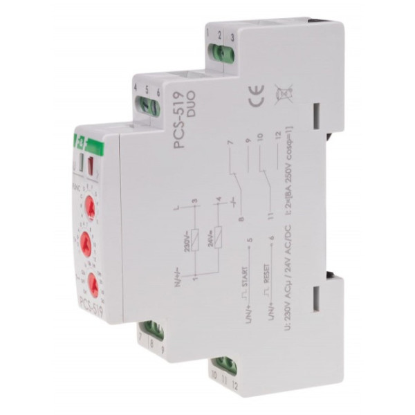 Электронное реле времени F&F PCS-519DUO 195-253В AC/21-27В AC/DC 2х8А - фото №1