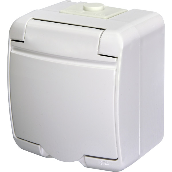 Розетка одноместная Eti Hermetics RHE-1s с з/к IP54 белая (4668015)