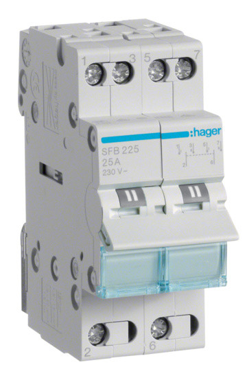 Перемикач Hager SFB225 I-0-II 2P 25А/230В 2м