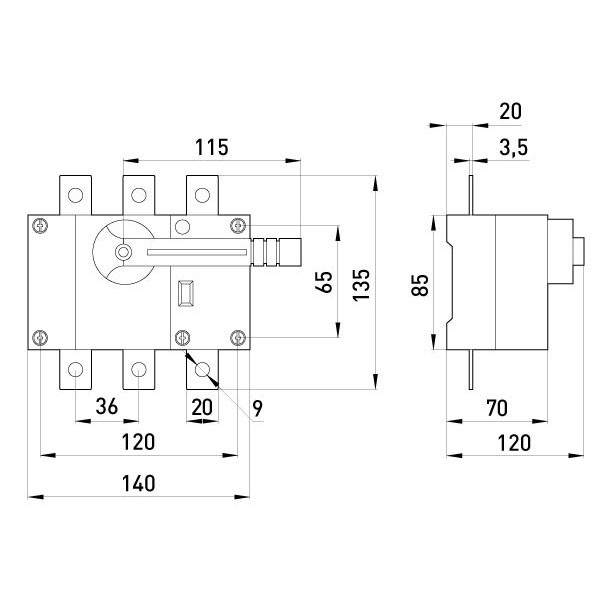 Розривний вимикач навантаження Promfactor FPS 160A 3P (FPS1603) - фото №1